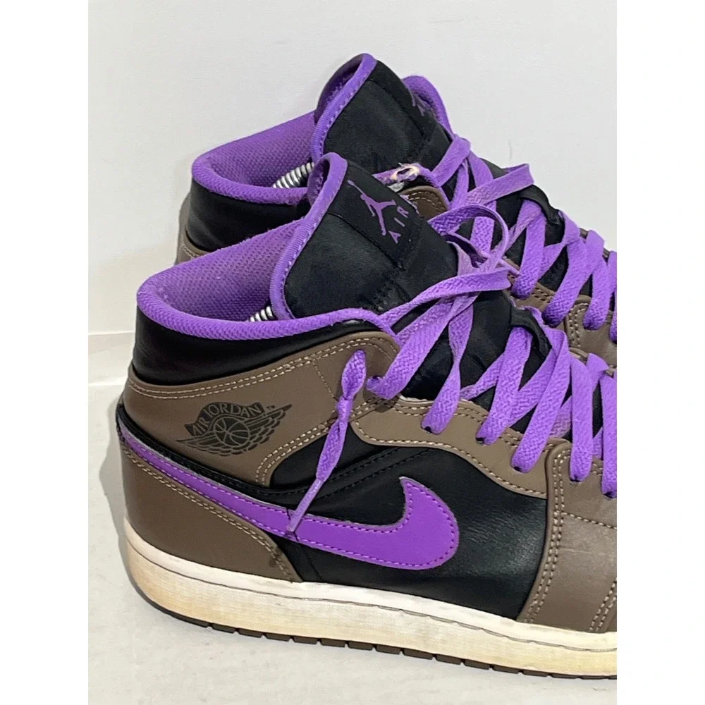 Air Jordan 1 Mid Palomino Wild Berry Brown Black Purple DQ8426-215 Mens Shoes